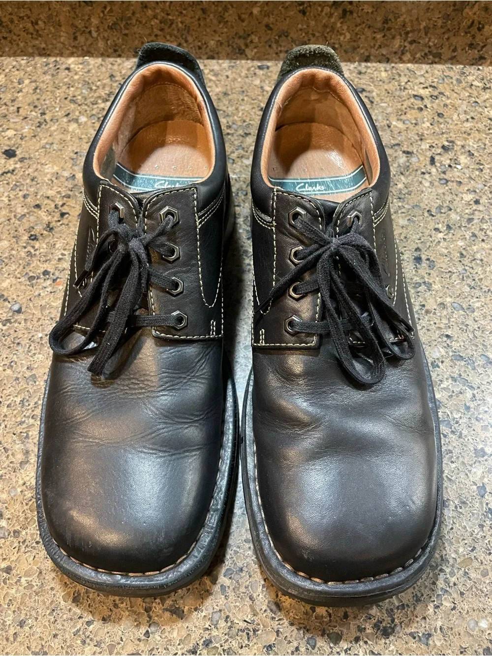Clarks Un.Ravel Sz 12 Black Leather Business Casual Breathable Rugged Work Shoe